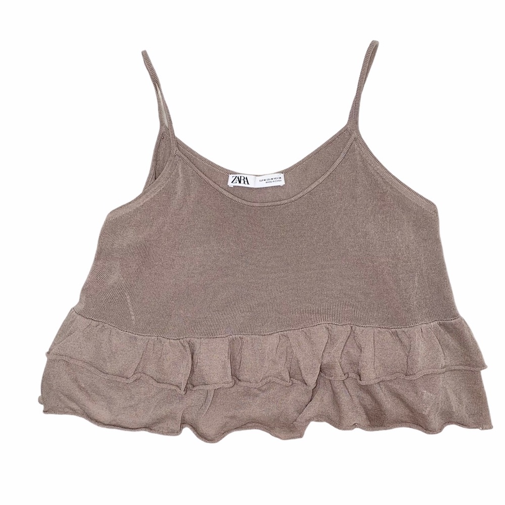 Zara beautiful raffles crop top sz M